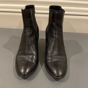 Anne Klein Black Leather Chelsea Booties